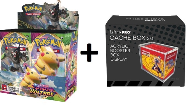 MINT Pokemon SWSH4 Vivid Voltage Booster Box PLUS Acrylic Ultra Pro Cache Box 2.0 Protector